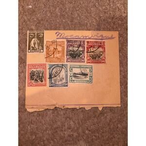 Collection of vintage stamps from Mozambique, former Portuguese colony in Africa